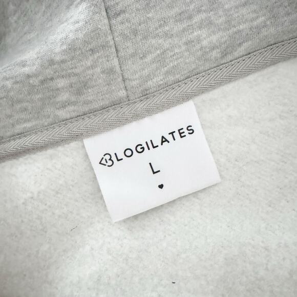 BLOGILATES Marshmallow Full Zip Hooded Sweatshirt Light Gray Large L - Picture 10 of 12